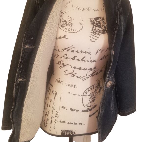 Vintage 90's Sherpa Lined Denim Button Front Jean Jacket Size XS/S - Picture 11 of 11